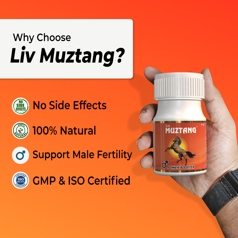 Liv Muztang Power Booster Capsules | Boosts Strength & Stamina | Increase Vitality & Vigor | Ayurvedic Supplement for Men’s Sexual Health and Wellness