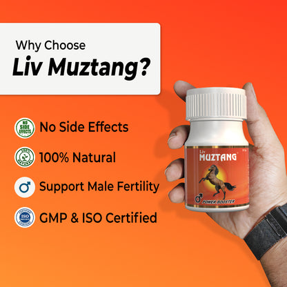 Liv Muztang Power Booster Capsules | Boosts Strength & Stamina | Increase Vitality & Vigor | Ayurvedic Supplement for Men’s Sexual Health and Wellness