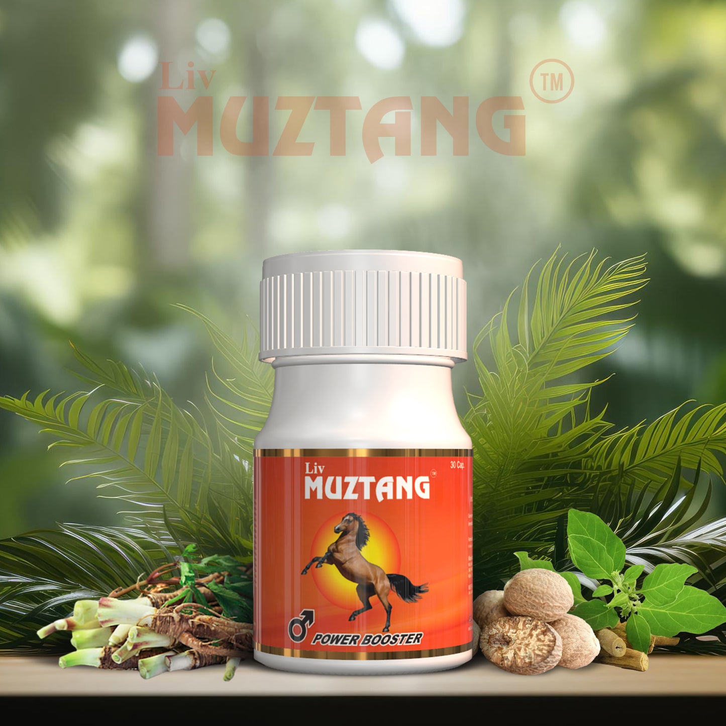 Liv Muztang Power Booster Capsules | Boosts Strength & Stamina | Increase Vitality & Vigor | Ayurvedic Supplement for Men’s Sexual Health and Wellness